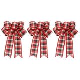 huntermoon Interior Decoration Christmas Wreath Bow Holiday Decorative Bows 3 Pcs Portable Ornament Party Accessories Bow-knot