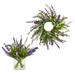 Nearly Natural 12-In. Lavender Arrangement and 14 in. Lavender Wreath (Set of 2)