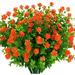 GRNSHTS 6 Pcs Artificial Flowers Outdoor Fake Flowers for Home Decoration UV Resistant Faux Plastic Greenery Shrubs Plants for Hanging Garden Porch Window Box Decor(Orange Red)