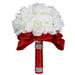 Women Shiny Rhinestone Wedding Bouquet Bride Bridesmaid Artificial Flower Wand Red Foam Ribbon Rhinestone