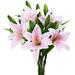 Artificial Flowers Tiger Lily Real Touch Fake Flowers for Wedding Home Party Garden Shop Office Decoration Plastic Lily 5 Bouquets Faux Flowers Light Pink