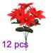 okwish 1Pieces 6 Head Artificial Poinsettia Bushes Silk Fabric Poinsettia Bushes Plants for Indoor Outdoor Xmas Christmas Tree Ornament Home Porch-Red