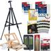 U.S. Art Supply 70-Piece Artist Oil Painting Set with Aluminum Field Easel Wood Table Easel 24 Oil Paint Colors 37 Brushes 2 Stretched Canvases 6 Canvas Panels Oil Painting Pad Palette & More