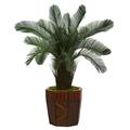 Nearly Natural 3 ft. Cycas Artificial Tree in Bamboo Planter