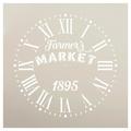 Round Clock Stencil Roman Numerals - Farmers Market Letters - DIY Painting Vintage Rustic Farmhouse Country Home Decor Walls - Select Size 14