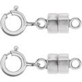 2 - NEW SOLID 14K White Gold Round Magnetic Clasp w/ 14K White Gold 5mm Spring Ring Clasp For Necklaces Bracelets And Anklets.