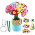 LNKOO Flower Craft Kits for Kids â€“ DIY Vase Craft Project with Buttons and Felt Flowers - Make Your Own Flower Bouquet - Fun Gift for Boys Girls Age 4 5 6 7 8 9 Years Old