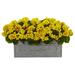 Nearly Natural 18 in. Geranium Artificial Plant in Stone Planter - Yellow