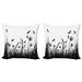 Nature Throw Pillow Cushion Cover Pack of 2 Grass Bush Meadow Silhouette with Dragonflies Flying Spring Garden Plants Display Zippered Double-Side Digital Print 4 Sizes Black White by Ambesonne