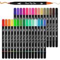 Dual Tip Brush Pens Art Markers Shuttle Art 30 Colors Dual Tip Calligraphy Pens Fine and Brush Dual Tip Markers Set Perfect for Kids Adult Artist Calligraphy Hand Lettering Journal Doodling Writing