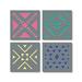 Set of Four 8-Inch Tile Stencils in a Modern Aztec Stencil Pattern - Use as Floor Stencils or Wall Stencils Update Your Furniture or Create Artwork with Reusable Stencils for Painting on Wood & More