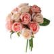 12-head Artificial Rose Bouquet Simulation Flower Bundle Home Decor Wedding Fake Flower Ornament Champagne