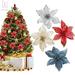 GustaveDesign 24 Pieces Glitter Artificial Christmas Flowers 5.91 Christmas Poinsettia Glitter Flowers for Wedding Christmas Tree Wreaths Ornament Decorations Home Decor