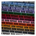 Bon Voyage Drop Shadow Satin Ribbon for Gift Wrapping Bows Craft DIY Projects - 3 Yards - Light Pink Ribbon/Black Printing - 1 Inch Width