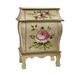 Nearly Natural 26.5in. Wood Antique Night Stand with Floral Art Pink