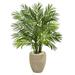 Nearly Natural 4 Areca Palm Artificial Tree in Sand Colored Planter Green