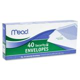Mead No. 10 Security Envelopes Business - #10 - 9 1/2 Width x 4 1/8 Length - 20 lb - Gummed - Wove - 40 / Box - White