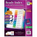 Avery Ready Index 10 Tab Dividers Customizable TOC 6 Sets (11188) 60 x Divider(s) - 1-10 Table of Contents - 6 Tab(s)/Set - 8.5 Divider Width x 11 Divider Length - 3 Hole Punched - White Pap