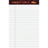 TOPS Docket Gold Jr. Legal Ruled White Legal Pads - Jr.Legal 50 Sheets - 0.28 Ruled - 20 lb Basis Weight - 5 x 8 - White Paper - Burgundy Binder - Hard Cover Perforated Heavyweight - 12 / Pack