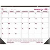 Brownline-2PK Monthly Desk Pad Calendar 22 X 17 White/Burgundy Sheets Black Binding Black Corners 12-Month (J