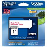 Genuine Brother 1 (24mm) Red on White TZe P-touch Tape for Brother PT-2730 PT2730 Label Maker