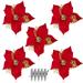 Artificial Flowers Plastic Christmas Flower Xmas Tree Decor Holiday Festival Ornament Gold 15 Pieces Red 5PCS