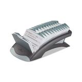 TELINDEX Desk Address Card File Holds 500 4 1/8 x 2 7/8 Cards Graphite/Black