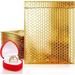 Gold Metallic Bubble Mailers 9.5 x 13.5 Inches. 10 Pack Poly Mailers Metallic. Opaque Bubble Mailers Metallic with Self-Seal Closure. Waterproof Metallic Bubble Envelope for Cosmetics