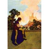 Buyenlarge 'The Knave Watching Violetta Depart' by Maxfield Parrish Painting Print in Brown/Green/Yellow | 36 H x 24 W x 1.5 D in | Wayfair