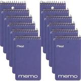 Mead Wirebound Memo Book - 60 Sheets - 120 Pages - Wire Bound - College Ruled - 3 x 5 - White Paper - Assorted Cover - Cardboard Cover - Stiff-back Hole-punched - 12 / Pack | Bundle of 10 Packs