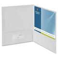Business Source Laminated Cover 2-pocket Portfolio Letter - 8 1/2 x 11 Sheet Size - 100 Sheet Capacity - 2 Internal Pocket(s) - White - 25 / Box
