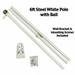 6 Ft FLAG POLE w Gold Ball Top Wall Mount Bracket - White Steel