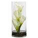 Nearly Natural 12 Calla Lily Artificial Flower Arrangement in Cylinder Glass Vase Cream