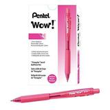 Pentel WOW! Retractable Ballpoint Pens Medium Line Pink Ink Box of 12 (BK440-P)
