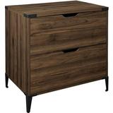 Bowery Hill Modern Farmhouse Angle Iron 2-Drawer Filing Cabinet in Dark Walnut