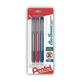 Pentel Clic Eraser Grip Eraser For Pencil Marks White Eraser Randomly Assorted Barrel Color 3/Pack