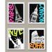 4 Neon Graffiti World Cities Pop Art Paris London New York Rome 8x10; Four 8x10-Inch White Framed Fine Art Prints; Ready to hang!