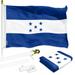 G128 Combo Pack: 6 Ft Tangle Free Spinning Flagpole (White) & Honduras Flag 3x5 Ft Printed 150D Polyester Brass Grommets (Flag Included) Aluminum Flag Pole