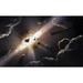 Astronomical illustration depicting the collision of rocky bodies in space Poster Print by Photon Illustration/Stocktrek Images (34 x 22)