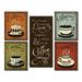 Gango Home Decor Retro Coffee Cup & Quote Kitchen Wall Art; Five Multi-Color 8x10 8x18in Unframed Paper Posters