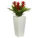 Nearly Natural Triple Bromeliad Artificial Plant in White Tower Planter