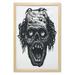 Halloween Wall Art with Frame Zombie Head Evil Dead Man Portrait Fiction Creature Scary Monster Graphic Printed Fabric Poster for Bathroom Living Room 23 x 35 Black Dark Grey by Ambesonne