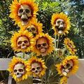 Halloween Sunflower Skull Garden Decoration DIY Sunflower Skulls Bouquet Gothic Halloween Skull Sunflower Decor Suitable for Lawn and Terrace Halloween Decorations Outdoor