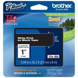 Genuine Brother 1 (24mm) White on Black TZe P-touch Tape for Brother PT-P700 PTP700 Label Maker