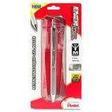 Pentel EnerGel Alloy Retractable Gel Pens Medium Pen Point - 0.7 mm Pen Point Size - Refillable - Black Gel-based Ink - Metallic Silver Metal Barrel - 1 Pack