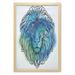 Lion Wall Art with Frame Lion Portrait with Digital Effect King of Forest Illustration Printed Fabric Poster for Bathroom Living Room Dorms 23 x 35 Pale Blue Turquoise by Ambesonne