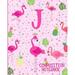 Composition Notebook J: Pink Flamingo Initial J Composition Wide Ruled Notebook (Paperback)