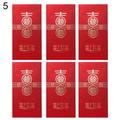 GROFRY Decorative 6Pcs Wedding Red Pocket Waterproof Smooth Surface Paper Decorative Character Money Envelope for Home