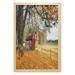 Fall Wall Art with Frame Quaint Traditional Red Swedish House Tranquil Environment Cottage Countryside Woods Printed Fabric Poster for Bathroom Living Room 23 x 35 Multicolor by Ambesonne
