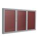 Ghent 48 x96 3-Door Silver Aluminum Frame Fabric Letterboard - Red